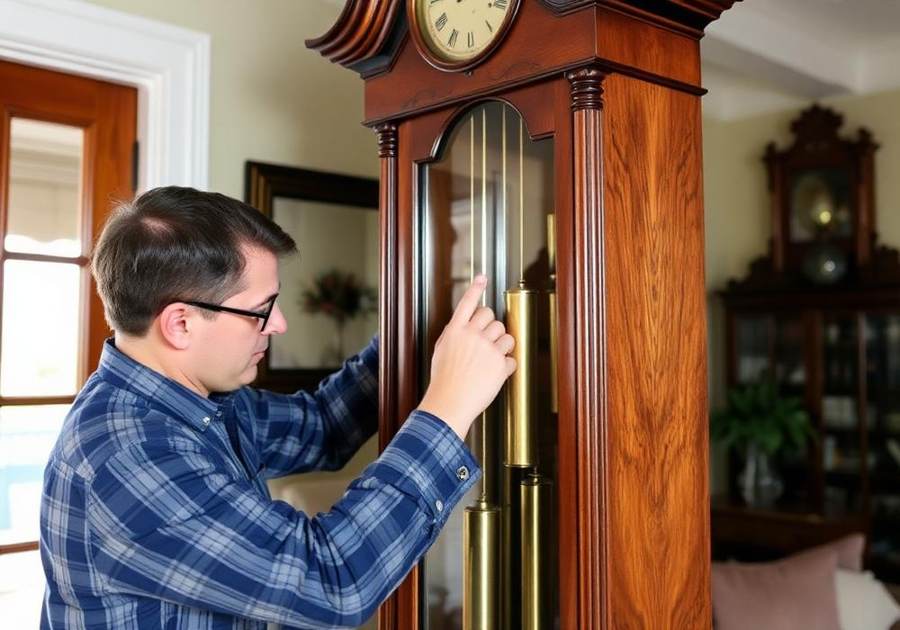 Grandfather Clock Repair in progress at the Wyattviano Co. workshop in Glendale, Arizona